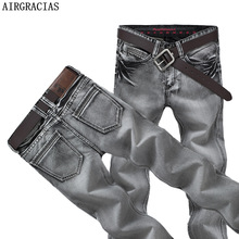 Airgracias herre jeans klassisk retro nostalgi lige denim jeans mænd plus størrelse 28-38 mænd lange bukser bukser mærke biker jean