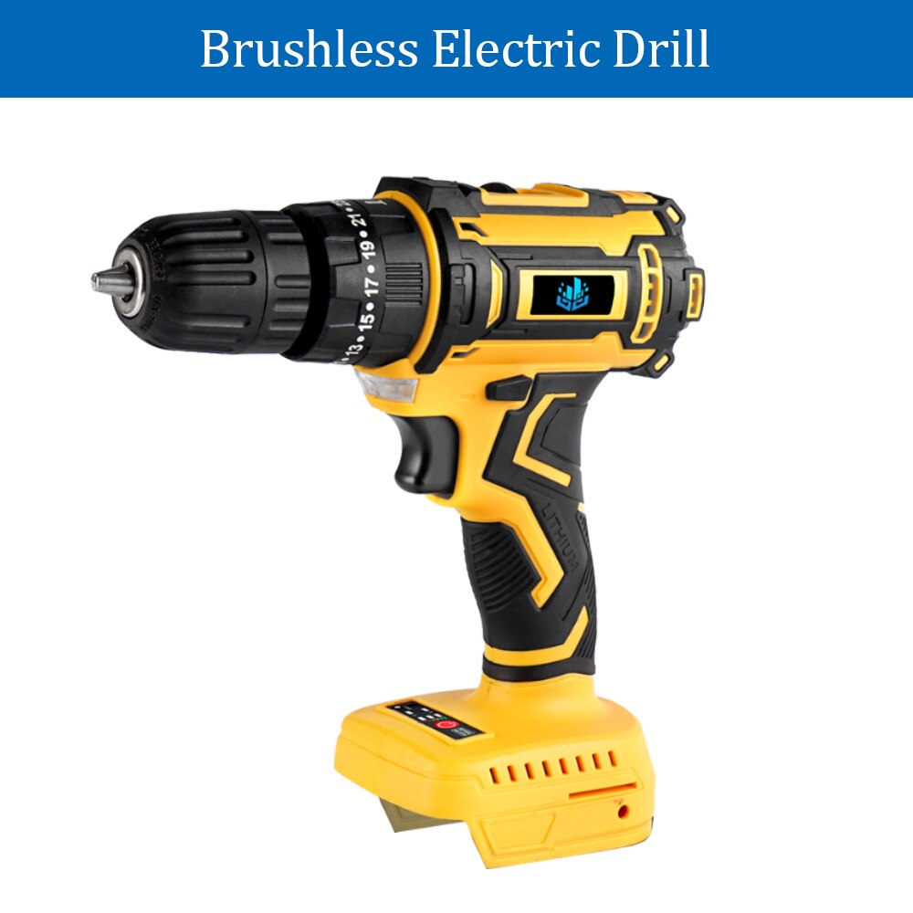 18V 13mm Brushless Electric Impact Drill Cordless Electric Screwdriver for Makita Battery 1830 1840 1850 1860 Power Tool: Yellow