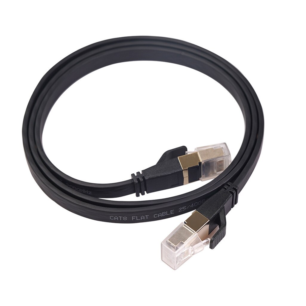 Cat 8 RJ45 Double Shielded Flat Network Cable High Speed Internet Cable 40Gbps standard Transmission distance t568b standard: 1m