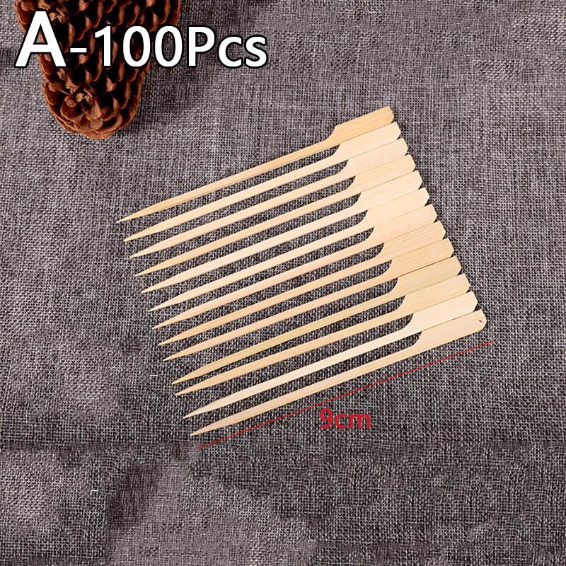 100PCS Barbecue Bamboo Skewers Disposable Bamboo Stick Long Toothpicks Fruit Sandwich Snacks BBQ Tableware Kitchen accessories: 9CM