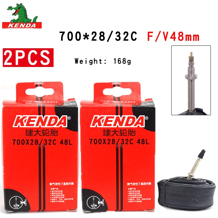 2 stuks kenda fietsbinnenbanden 700 x 28/32c amerikaans ventiel frans ventiel 700c fiets mountainbike butylrubber bandonderdelen: 70028-32c fv48mm