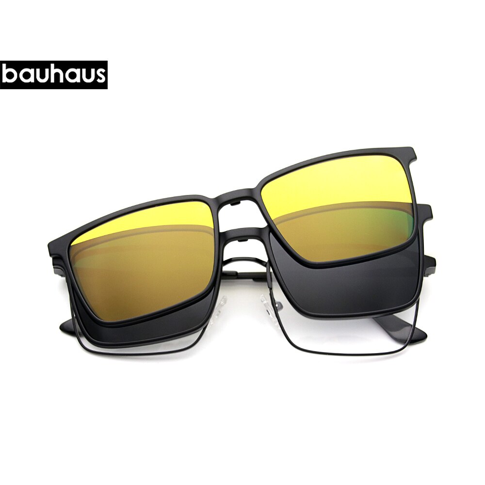 X107 Clip-on Glasses Frame Optical Prescription Eyeglasses with Magnetic Polarized Cool Metal Eyewear Frame: C2