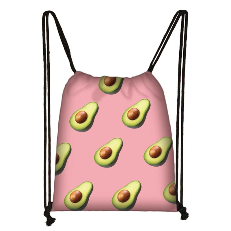 Avocado Lemon Backpack Women Softback plecak Ladies Storage torba ze sznurkiem do podróży dziewczyny Daypack torba na książki uchwyt na buty prezent