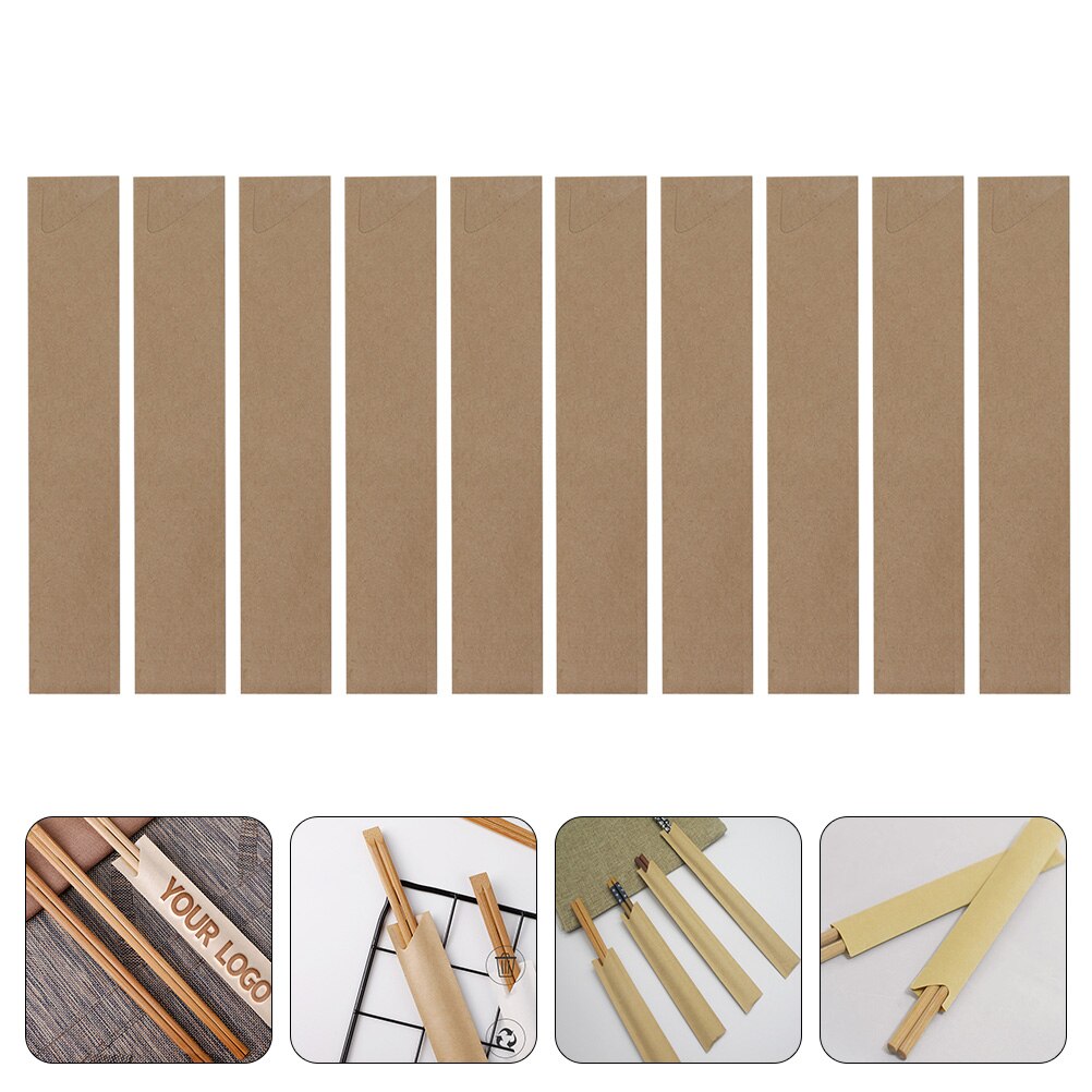 100 Stuks Wegwerp Lepel & Stokjes Zakjes - Waterdicht Kraftpapier Bestekhoezen: Default Title