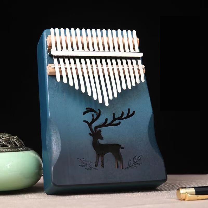 Kalimba de 17 teclas, Piano de pulgar de madera de caoba de , cuerpo Mbira de África, instrumentos musicales con accesorios: Blue 2