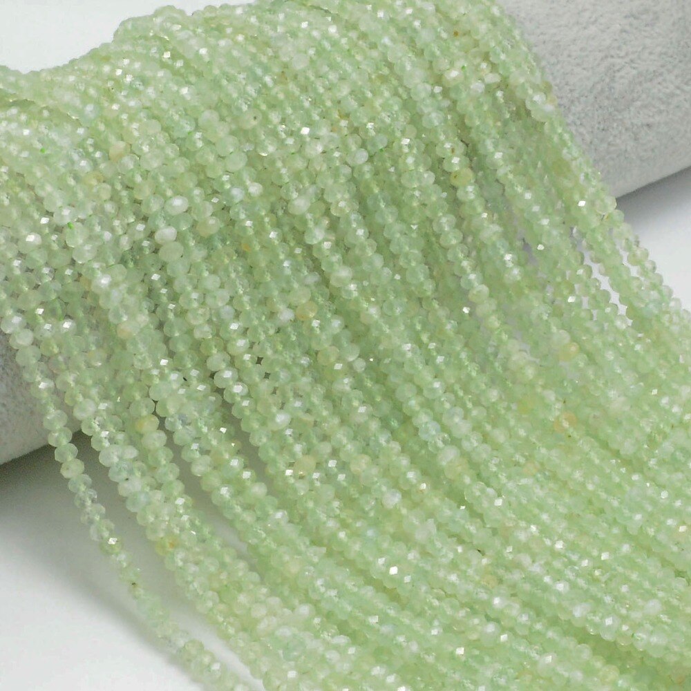 Natural Prehnite Faceted Rondelle Beads 3x2mm / 4x2mm