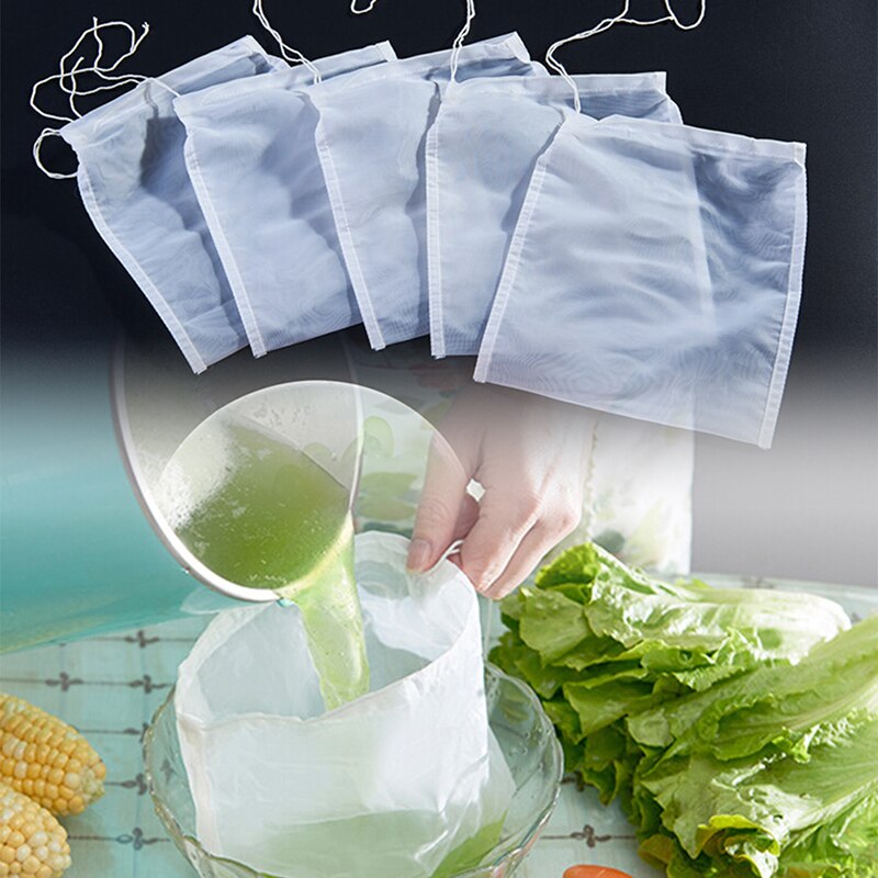 1 st nylon tepåsar tomma tepåsar nätfilterpåse matsil ostmaskin kaffe te filter nöt mjölkpåsar s/m/l/xl storlek