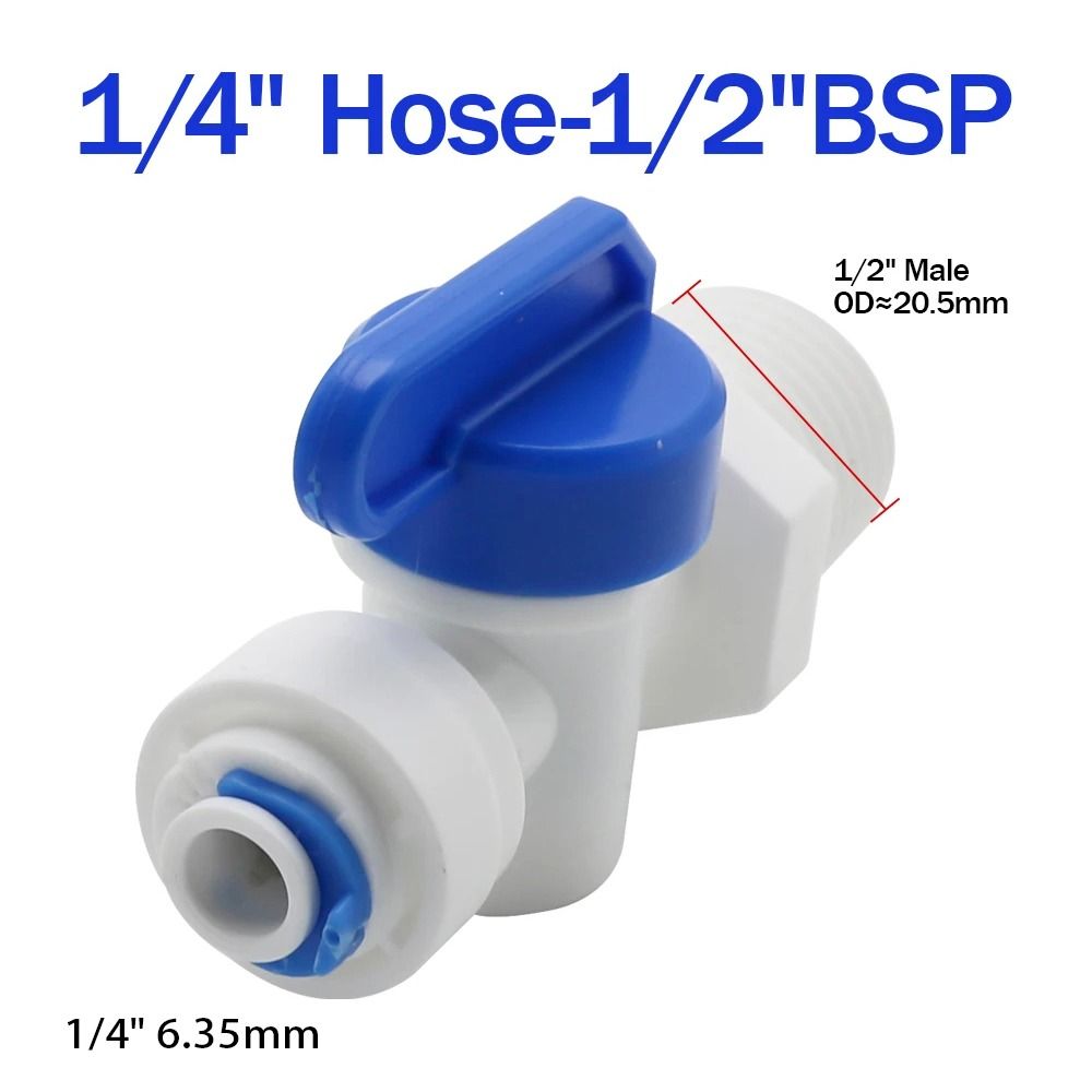 Plastic Kogelkraan 1/4 "3/8" Od Slang Snel Aansluiten Mannelijke Vrouwelijke Draad Mannelijke 1/2 "Vrouwelijke Reveser Osmose Aquarium Fitting: green