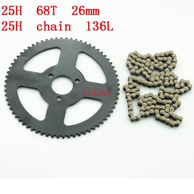 25H Koppeling Drum Gear 25H 68T 26Mm Tandwiel + 25H Chain 136Links Voor 2 slag Minimoto Pocket Bike Atv Quad
