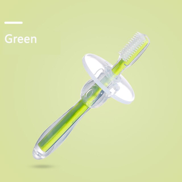 Cepillos dentales de silicona suave para bebé, cepillos de dientes para niño, herramienta para recién nacido, mordedor para bebé, salud y seguridad: Green