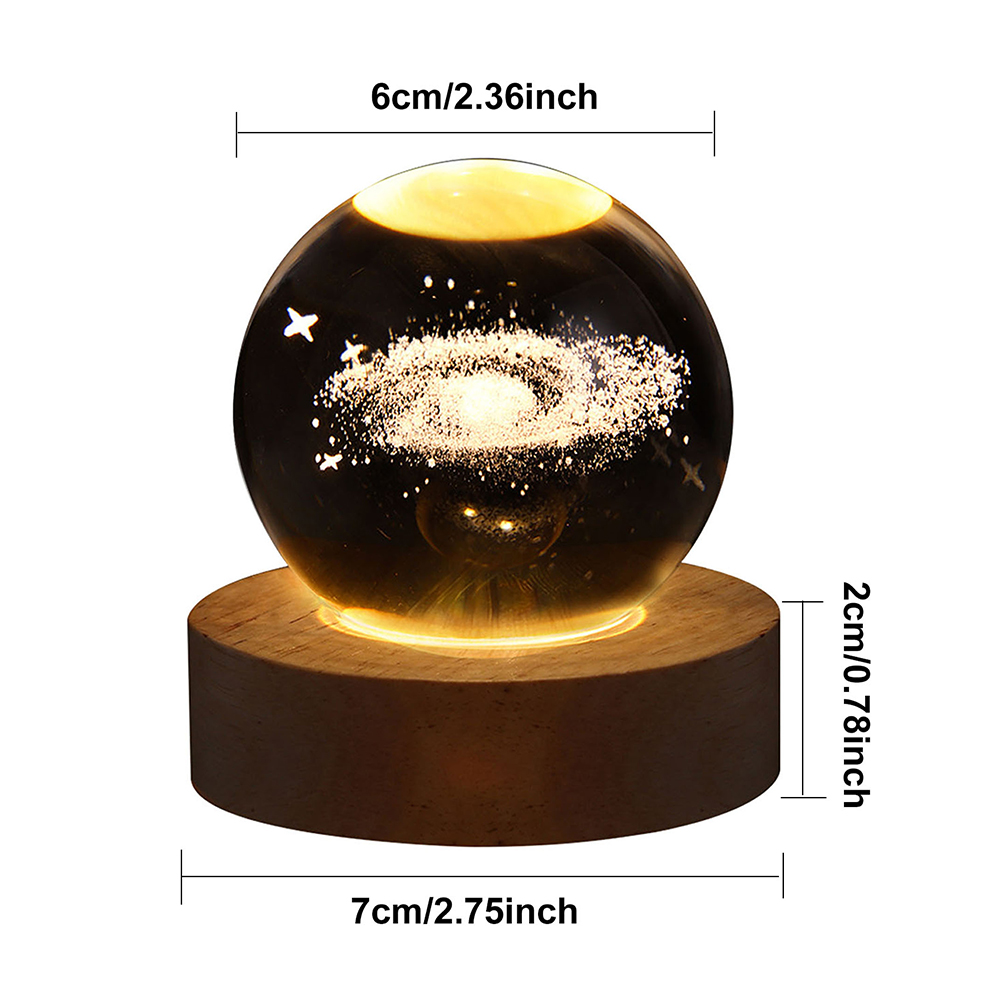 LED Kristall kugel Nachtlicht USB Aufladen 3D gravierte Mond Planet Galaxie Astronaut glühenden Kristall kugel Tisch lampe Geburtstags: königlich Blau
