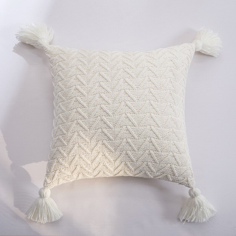 Chenille Breien Sierkussen Kussensloop Zachte Thuis Montage Versieren Huishouden Dirt-Proof Decoratieve Kussensloop Kinderen: white
