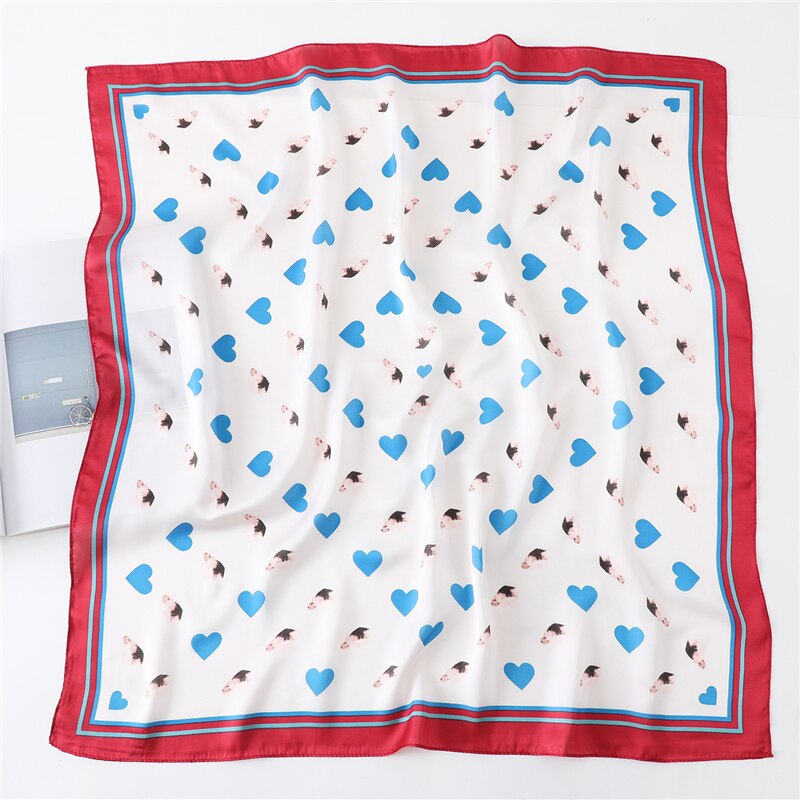Zomer zijden haarbanden voor dames, sjaals met bloemenprint, foulards, hoofddoeken, bandana's en stropdassen: Fj289-1