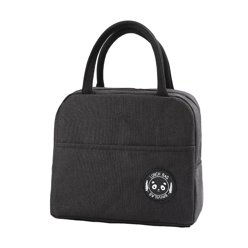 Brivilas kation mittagessen taschen frauen tragbare wasserdichte zippe Schüler lunchbox thermo tasche büro schule picknick kühltasche: Schwarz