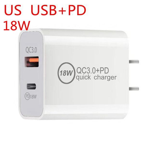 Für iPhone 12 Mini 11 Profi XR XS Max Samsung Xiaomi 18W PD Typ C USB Schnelle Ladegerät Energie Zauberstab Telefon Adapter uns EU UK 20W Schnell: 18W uns