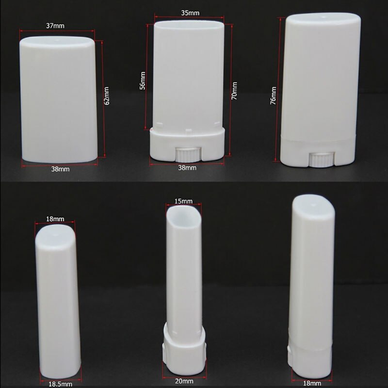 50 Clear/Wit Lege Ovale Platte Buizen Deodorant Lippenbalsem Containers 15G: White