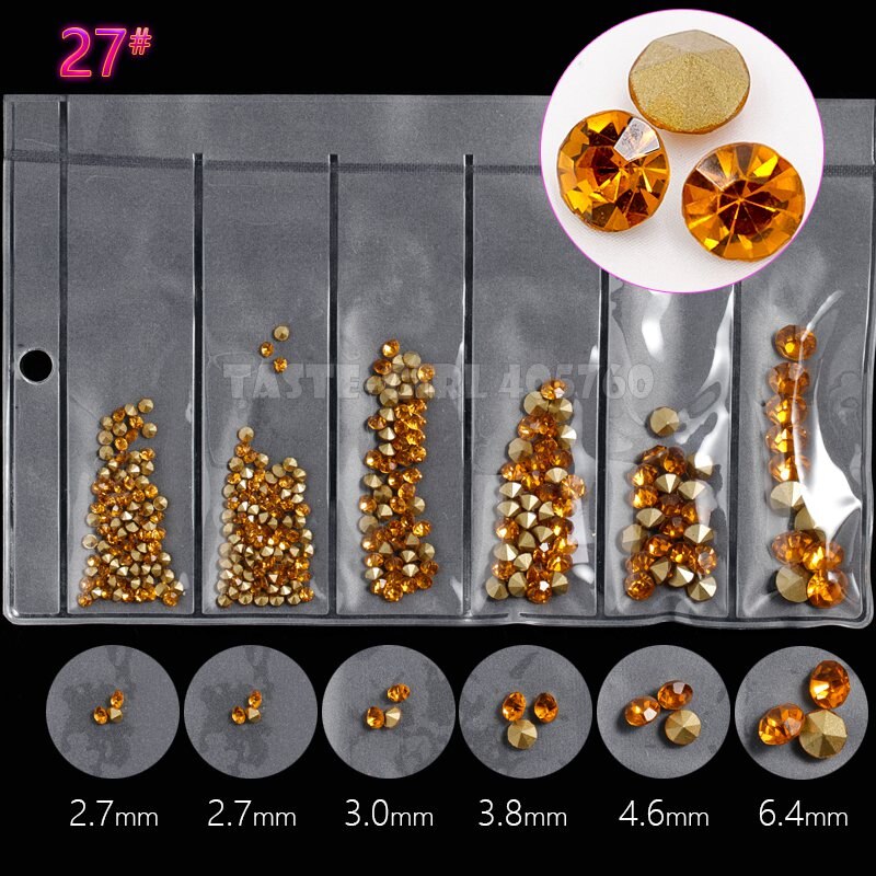 6 Gitter/Pack mischen 5 Größen Nagel funkeln V-Boden Scharf Diamant Edelsteine Arylic Nagel Kunst Strass Juwel dekorationen Manikübetreffend DIY GZ: GZZ27