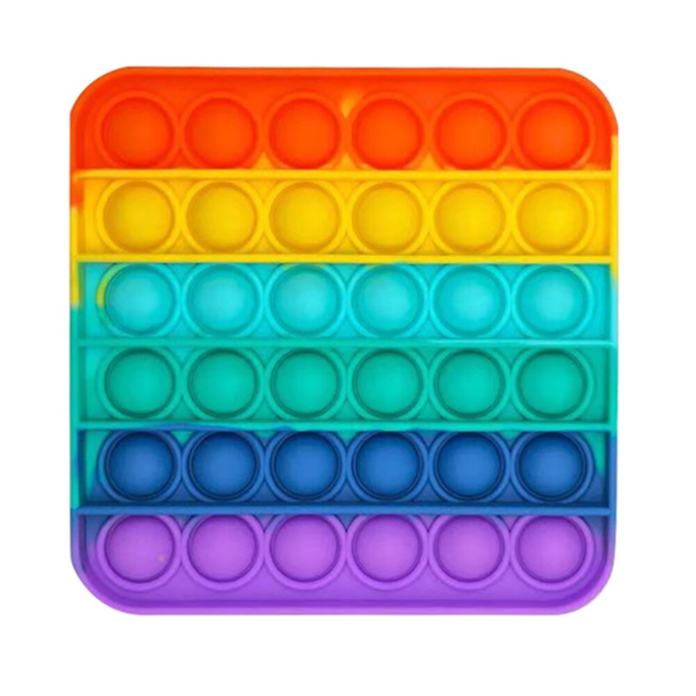 Adult Kids Push Pop Bubble Toys Simple Dimple Fidget Toys Pop it Funny Antistress Toys Fidget Sensory Toy Stress Reliever Toys: Rainbow 2
