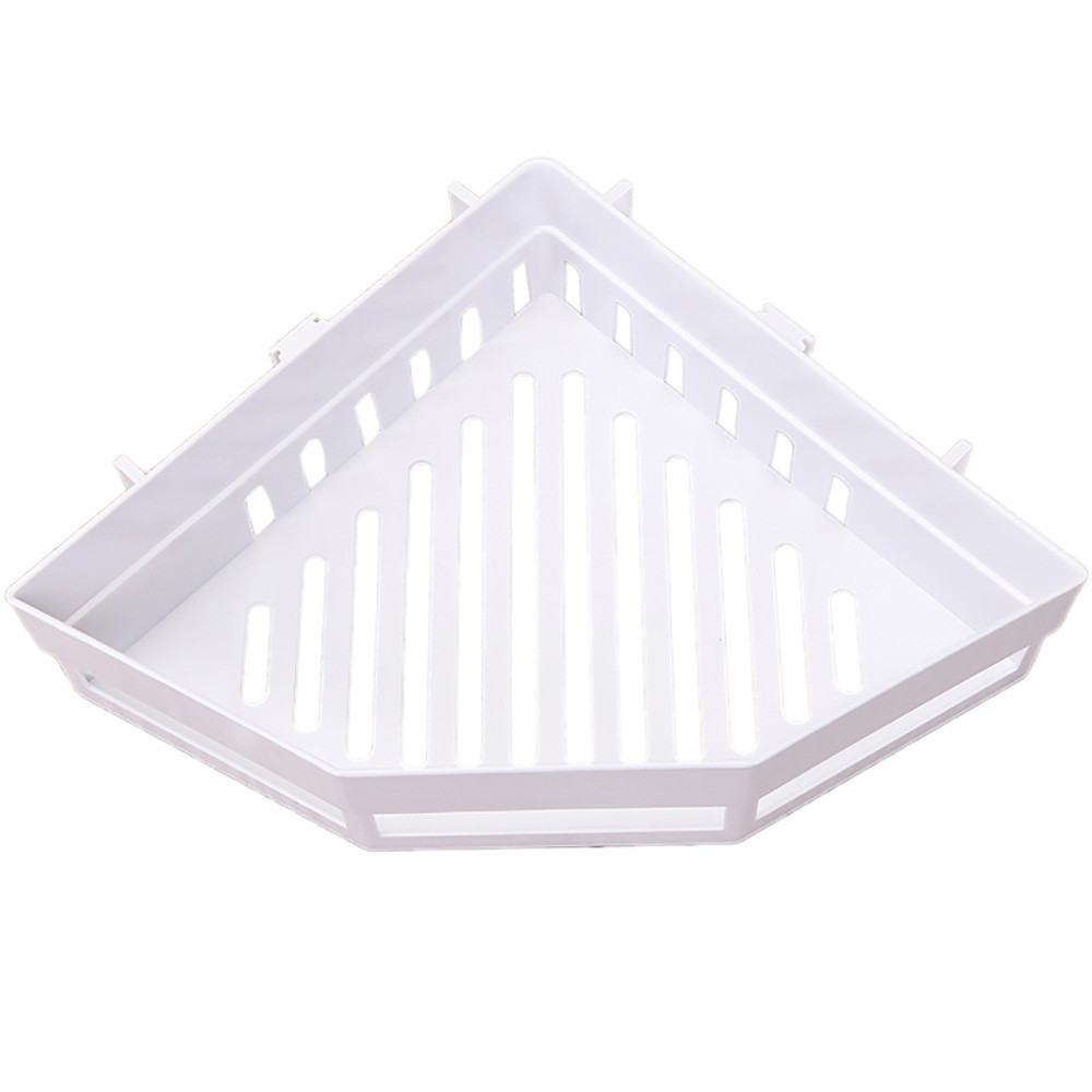 Estantes de plástico para baño, estante de esquina de ducha, sin traza, organizador de cocina y baño, n. ° 45: white