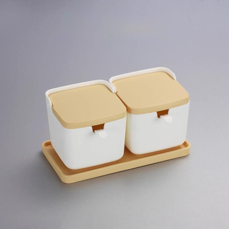 1 Set Plastic Sugar Bowl with Spoon Kitchen Salt Container Salt And Pepper Spice Bottle: 09