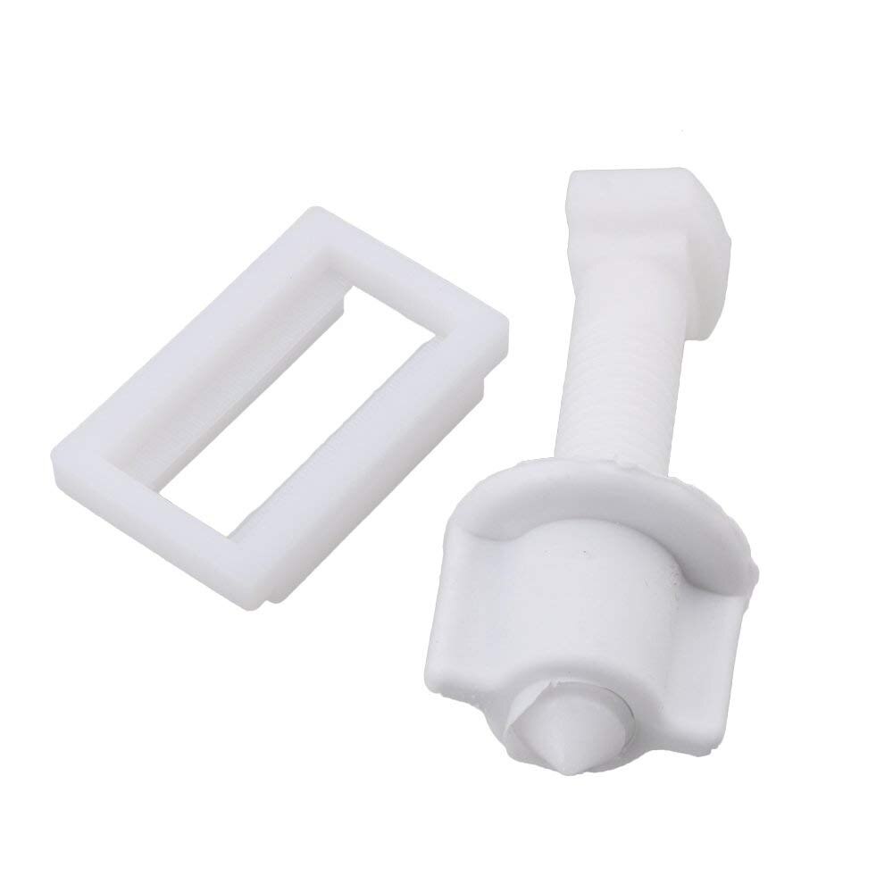 10PCS White Plastic Rectangular Toilet Seat Covers Hinges Blind Holes Nuts Screws