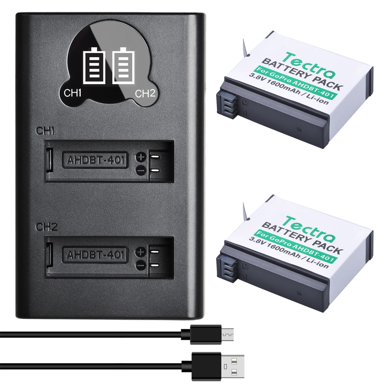 Batería de iones de litio AHDBT-401 Hero 4, cargador LED tipo C para Gopro HERO 4 negro/HERO 4 plateado: Rosa