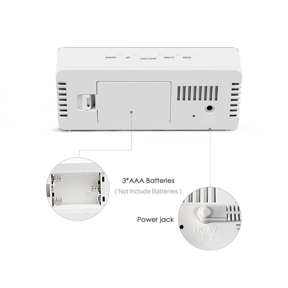 Schreibtisch Tisch Uhr Alarm LED Digital Uhren Temperatur/Zeit Anzeige Batterie/USB angetrieben