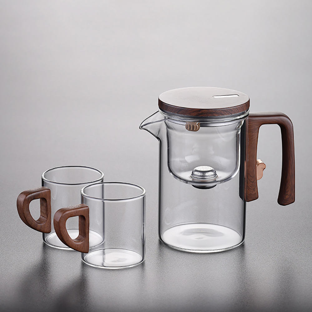 Glas Teekanne Wasserkocher Infuser 520ML/720ML Teekanne Wasser Trennung Innen Magnet One Click Magnetische Schalter tee Filtration Tasse Set: Licht Grün
