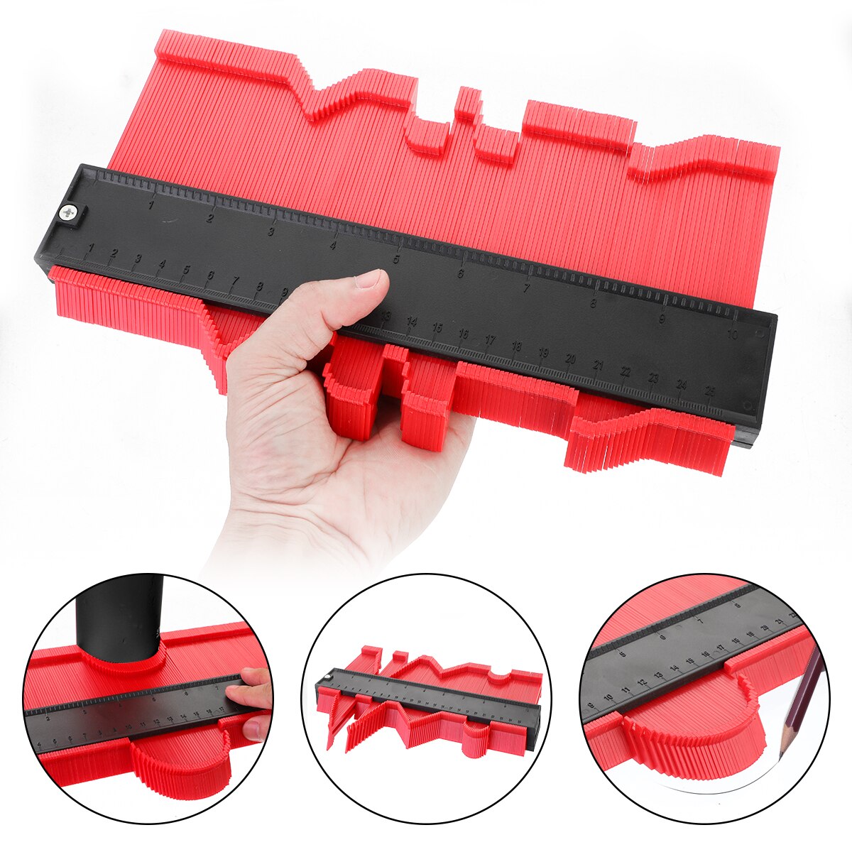 12/14/25cm Plastic Shape Contour Gauge Duplicator Profile Measurement Tool Meter Model Saker Contour Gauge Profile Tool: Widen 25cm