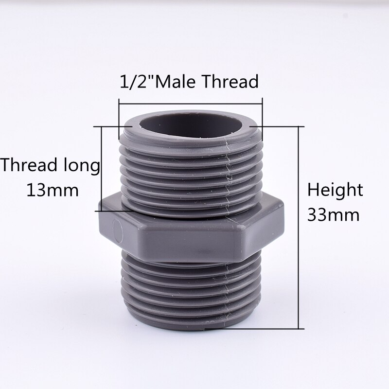1-10pcs 1/2“ - 2“ Male Thread PVC Connector PVC Pipe Adapter Garden Irrigation Watering Fittings Plumbing Accessories: 1pc / 1l2 Inch Grey