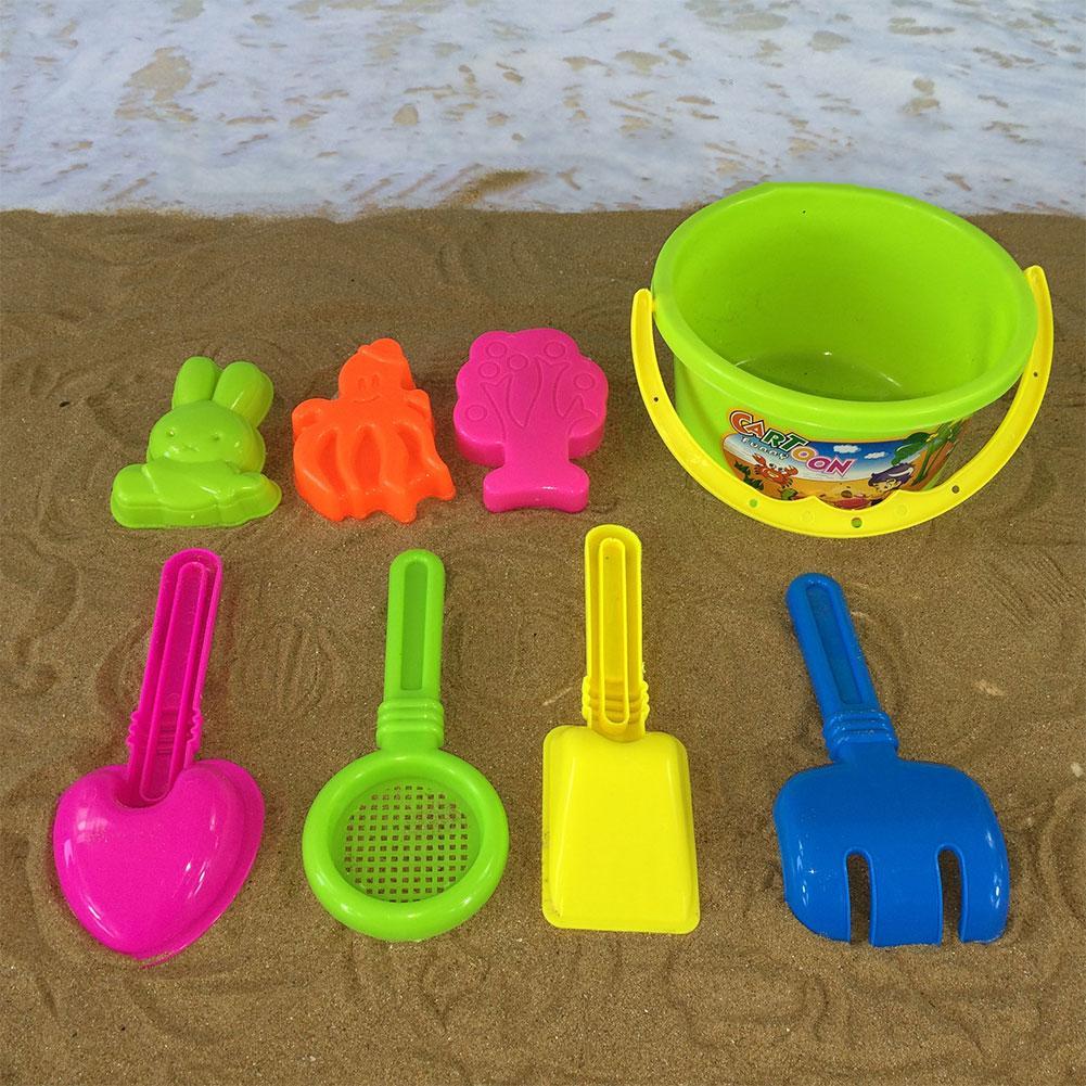 8Pcs/Set Children&#39;s Sand Bucket Set Sand Box Animal Shape Beach Toys Kit Beach Colorful Play Cart Bucket Outdoor Sandbox Toys