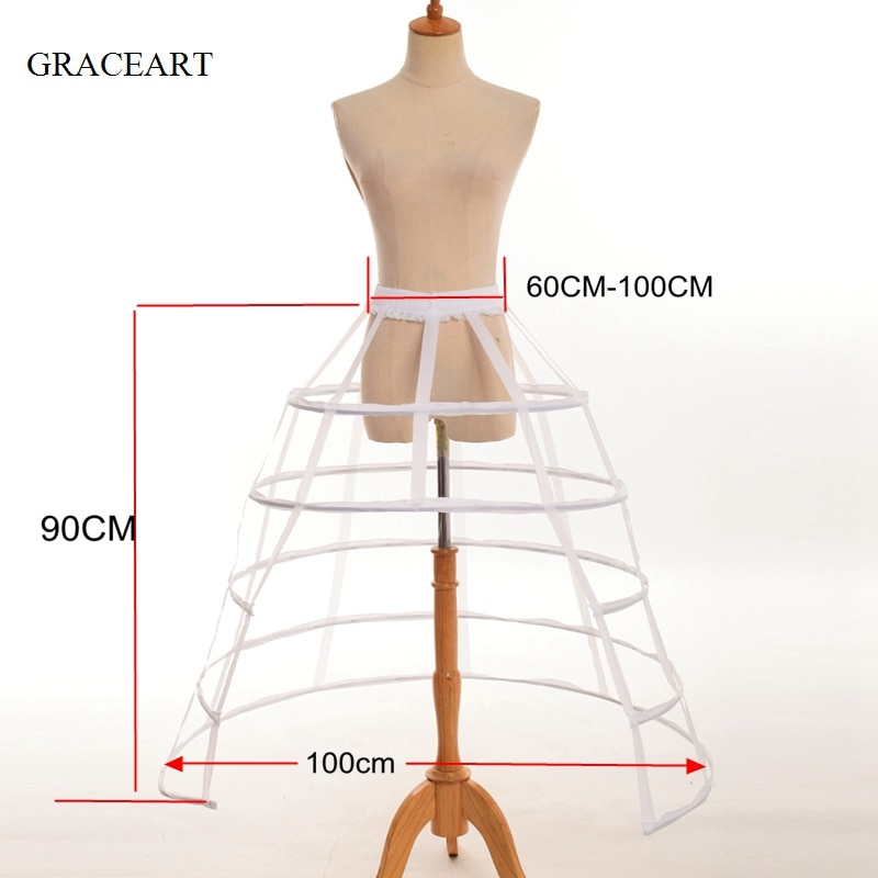 Jupe avec Cage Crinoline pour femme, jupon blanc et noir
