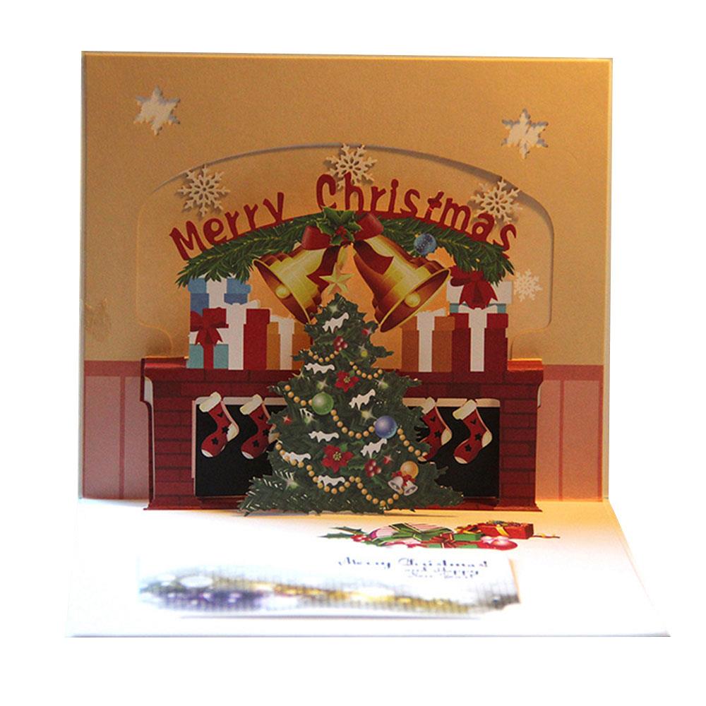 Cloches de noël carte postale bénédiction carte postale 3D carte de voeux papier coloré souhaits à la main Invitations de noël