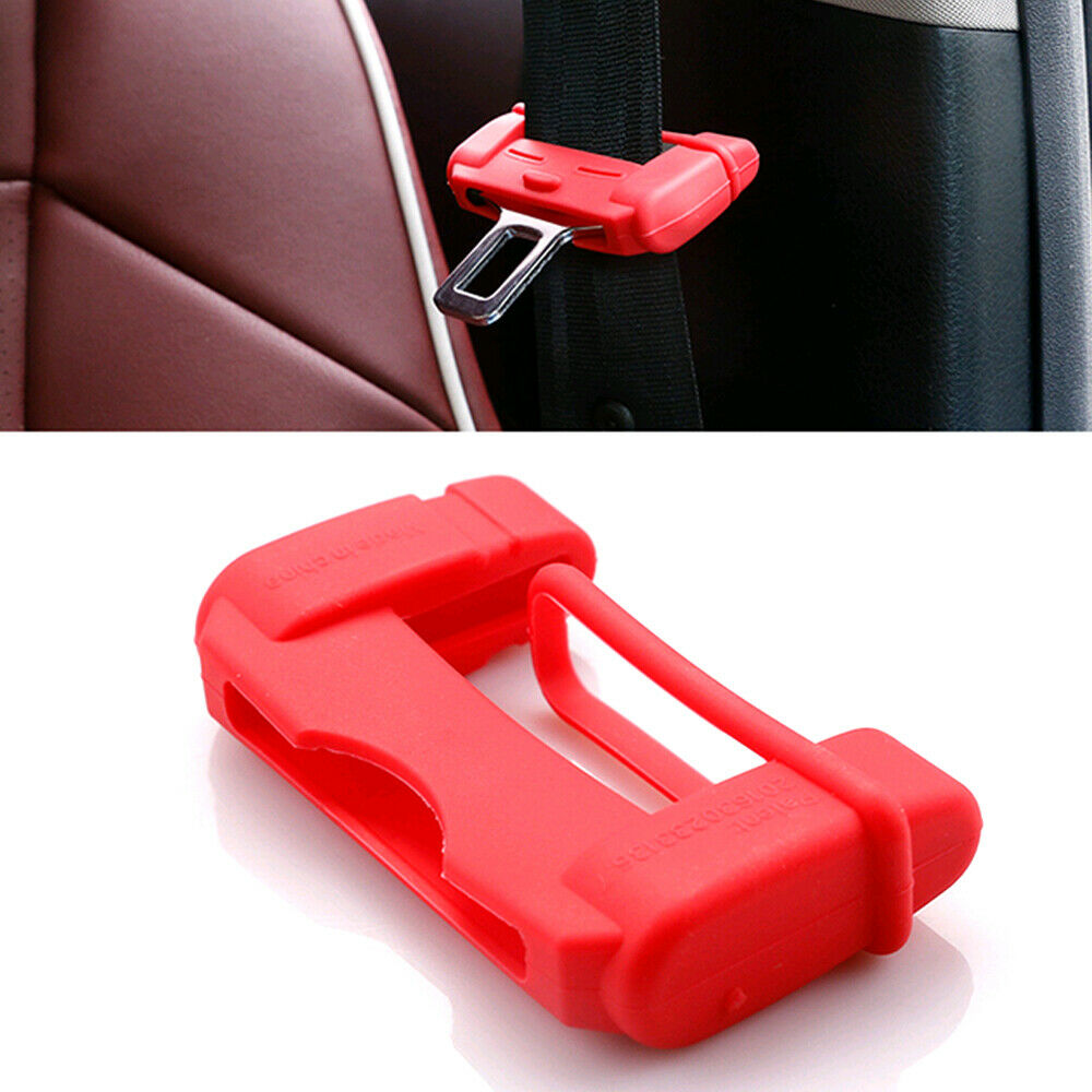 4x carro safty acessórios cinto de segurança fivela clipe de silicone anti-risco capa vermelha
