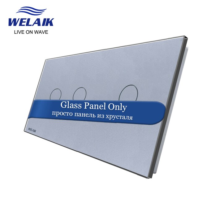 Welaik Eu 2Frame 151*80Mm 1Gang Led Licht Muur Touch Switch White Crystal Gehard Glas Panel alleen Diy Onderdelen A2911W1: 2-1 Gray