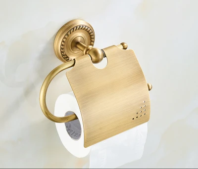 Brass Bathroom Accessories Antique Bath Towel Set Towel Ring Carved Toilet Paper Holder Towel Bar Bathroom Hardware Set: light yellow