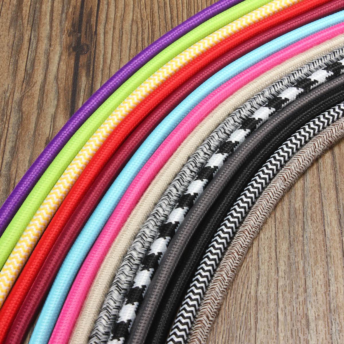 200 cm 2 Ader Stoff Kabel Muticolor Jahrgang Twist Geflochtene Stoff Licht Kabel Tuch Elektrische Draht Kronleuchter Anhänger Lampe Drähte