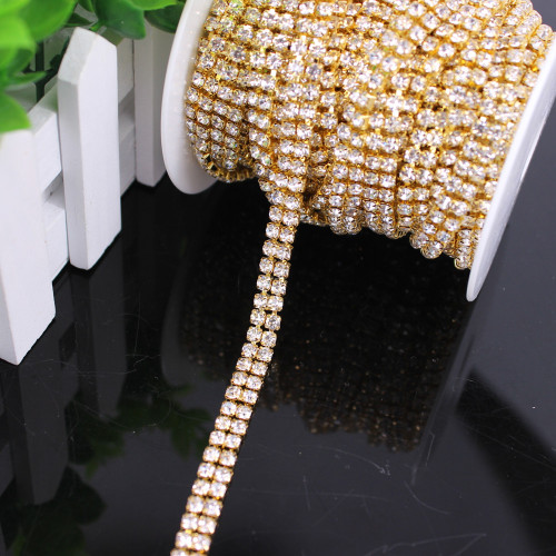 Clear Rhinestone Trims 1 Yard 2-4 Rij naai Rhinestone Trim Applique Cryst... – Grandado