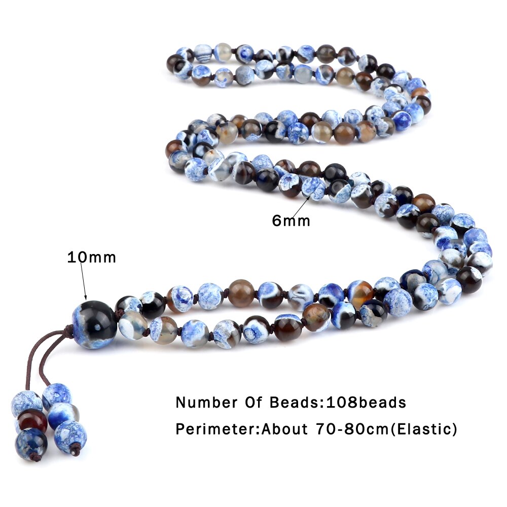 Pulsera con cuentas de Lava volcánica Natural para hombre y mujer, collar con cuentas, piedra de ojo de Tigre, malaquita, Yoga, energía, 108