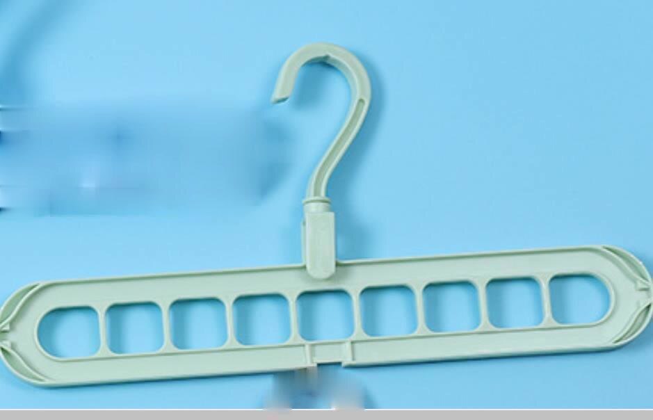 Plastikowe wielofunkcyjne składane wieszaki na ubrania 9 otworów oszczędność miejsca wieszak na kurtki 360 obrotowy stojak robić przechowywania składany organizator szafy: zielony