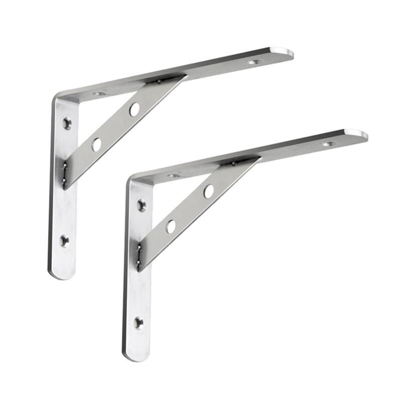 2pcs Durable Industrial Wall Shelf Support Bracket Stainless Steel Triangular Bracket with 4 Screws: White