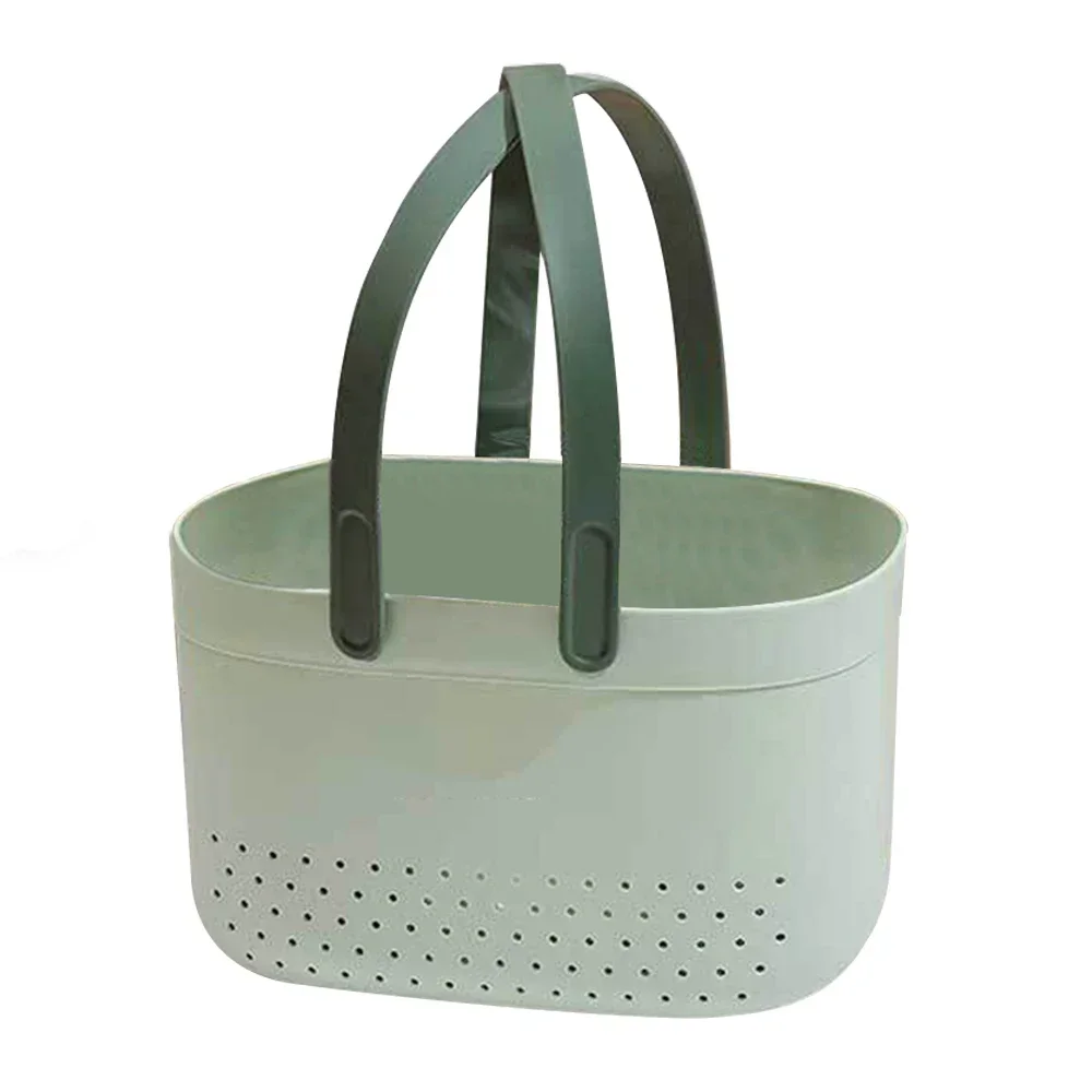 Cestini portaoggetti in plastica con manici, portaoggetti per doccia, portaoggetti, cestino per bagno, cucina, dormitorio, cestino per bagno: Black