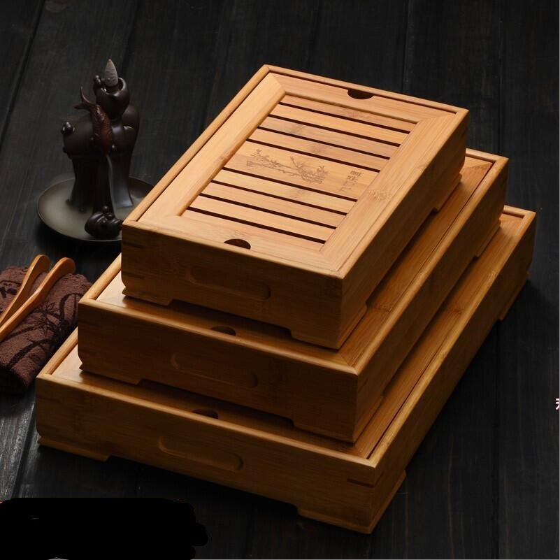 Bamboo Tea Trays Kung Fu Tea Accessories Tea Tray Table With Drain Rack Chinese Tea Serving Tray Set