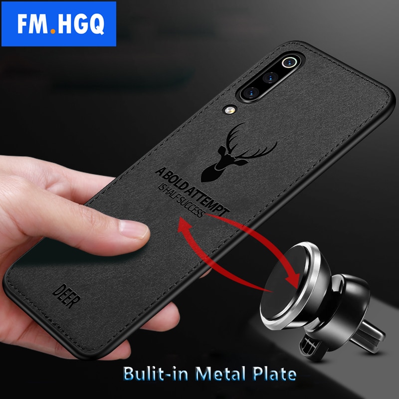 Doek Textuur Herten 3D Soft TPU Magnetische Auto Case Voor Xiao mi mi 9 8 se ingebouwde Magneet Plaat Case voor Xiao mi 9 mi 9 SE Cover