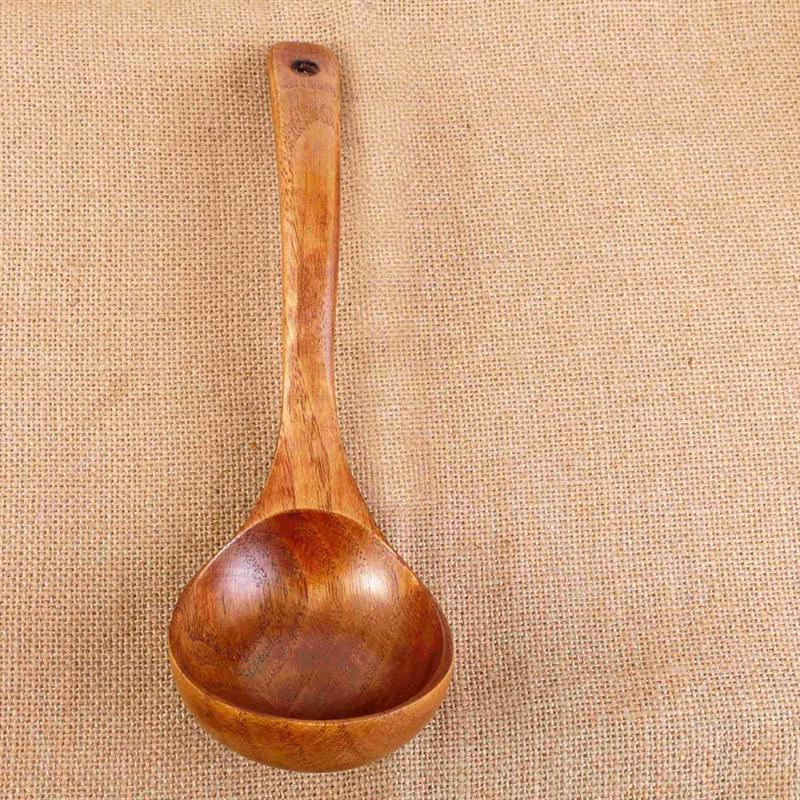 1 cazo cuchara sopera de madera estilo chino con mango largo azúcar arroz sal cuchara para condimento utensilios de cocina