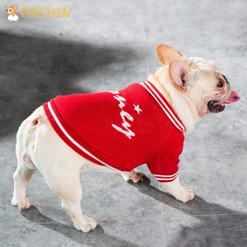 Fathin varm hund genser fransk bulldog liten stor bokstav hundeklær sml xl