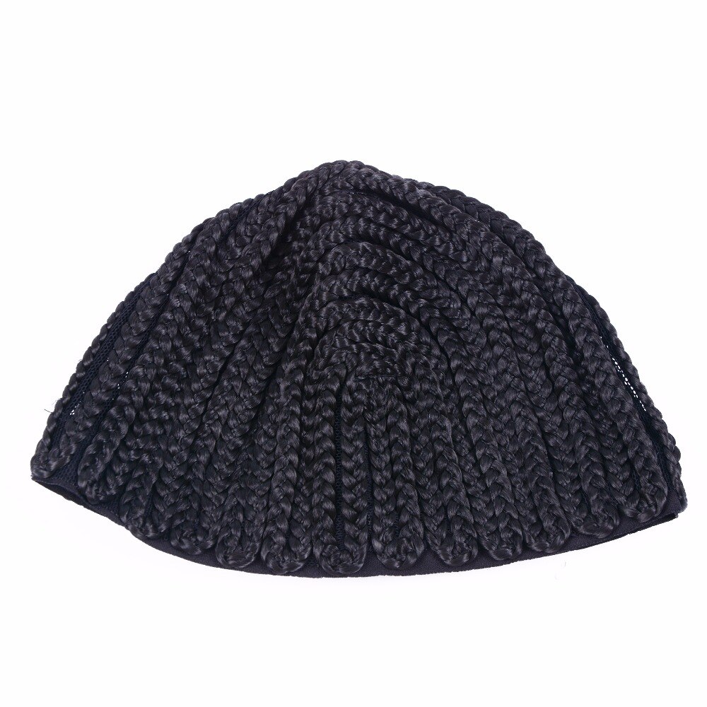 2pcs Large Crochet Wig Cap Easy Sew In Cornrow Wig Cap For Making Wigs Stretching 52-66Cm Super Ealstic Cornrow Cap Black