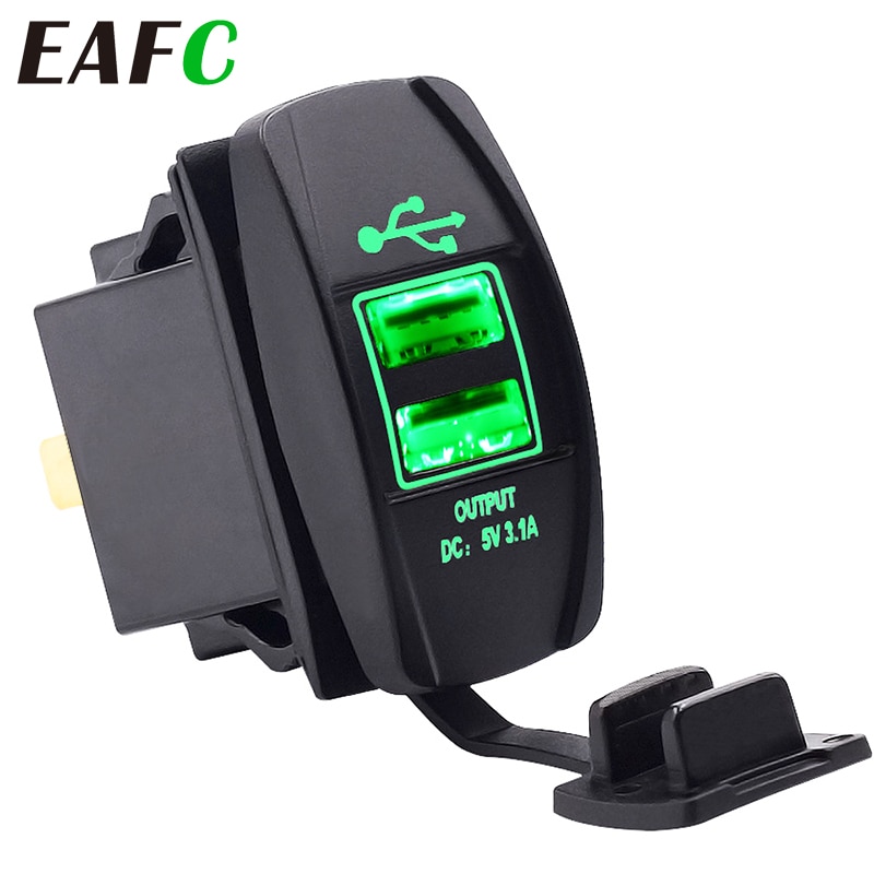 3.1A 12-24V Led Universele Autolader Waterdichte Dual Usb-poort Charger Socket Outlet Voor Motorfiets Auto accessoires Camping