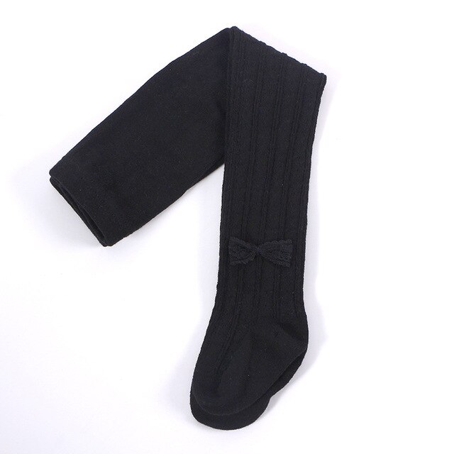 Herfst Baby Panty Kids Meisjes Panty Zachte Katoen Warm Ademend Liefde Kant Boog Kinderen Kid Meisje Kousen: Black / 6-12 months