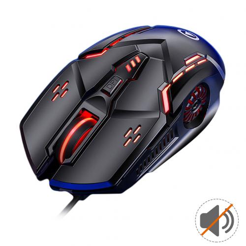 Silent/Sound USB Wired 6-Buttons 3200DPI Adjustable Light Gaming Mouse for PC: Black Sound